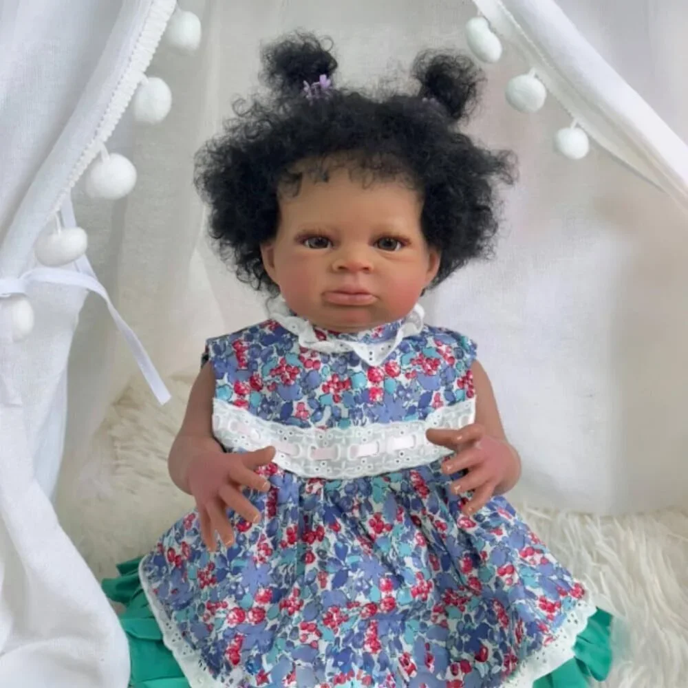 🆕20inch Soft Cloth Body  African American Poseable Limbs Lanny Doll Reborn Baby